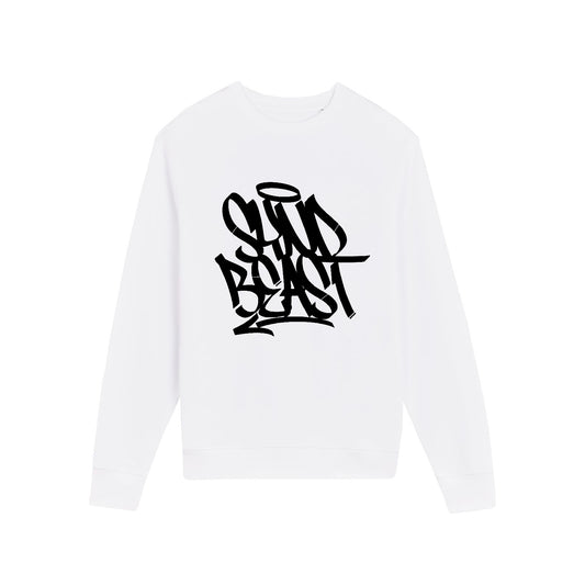 sweatshirt white black "tagging" collezione Street canvas